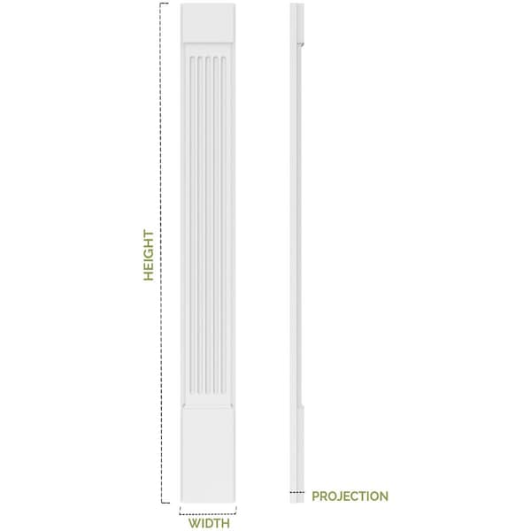 Two Equal Flat Panel PVC Pilaster W/Standard Capital & Base, 8W X 48H X 2P